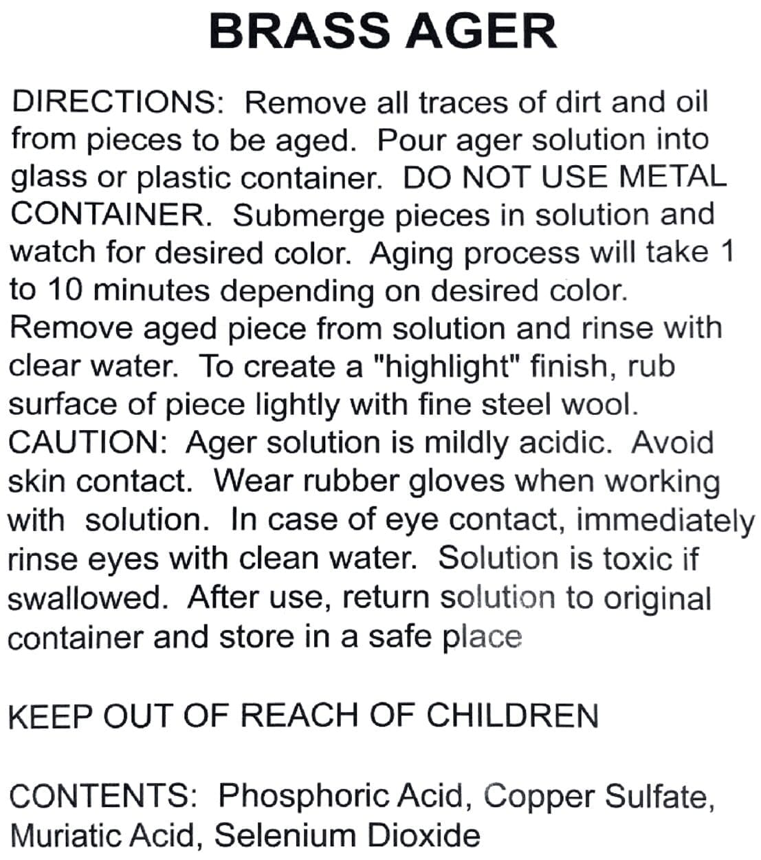 Brass Ager K-M3 Brass Ager Label