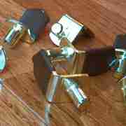 L SHAPED BRASS GLASS SHELF REST PIN WITH BROWN VINYL COVER X-73VCP