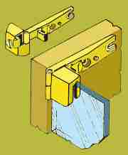 Inset Glass Door Hinge HT-5671P Pair in Brass