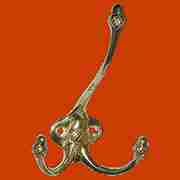 SOLID CAST BRASS TRIPLE COAT HALL TREE HOOK B-0911