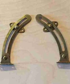 CURVED DROP FRONT DESK LID STAY, PAIR IN BRASS PLATE RS-257P