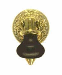 EASTLAKE VICTORIAN BLACK WOOD AND STAMPED BRASS TEAR DROP PULL BM-1270PB