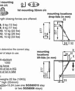 Pneumatic Gas Spring Lid Stay SGS-800-8