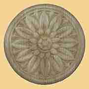 3-1/2 INCH DIAMETER ROUND DAISY DESIGN OAK WOOD APPLIQUE W3-5799