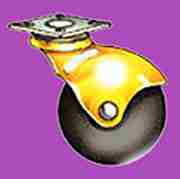 SET OF 4 RUBBER BALL CASTER BRASS PLATED C-4001PA