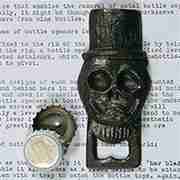 SKULL BOTTLE OPENER "JOSE" HALLOWEEN CAST IRON DAY OF THE DEAD HA-1836-0