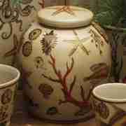 AQUATIC NAUTICAL PORCELAIN LIDDED JAR BY HOMART HA-7042-21