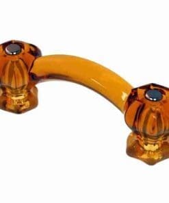 AMBER GLASS DRAWER PULL WITH NICKEL PLATED BOLTS BM-5275