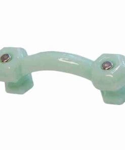 JADE GREEN GLASS DRAWER PULL WITH NICKEL PLATED BOLTS BM-5175