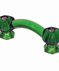 Emerald Green Glass Drawer Pull with Nickel Plated Bolts on 3 Inch Centers BM-5265