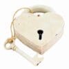 Heart Shaped Cast Iron Padlock In Antique White HA-1582-6 Heart Shaped Cast Iron Padlock In Antique White HA-1582-6