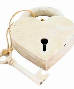 Heart Shaped Cast Iron Padlock In Antique White HA-1582-6