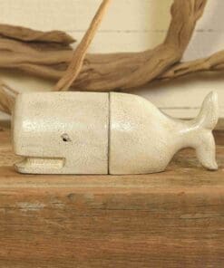 White Cast Iron Whale Bookends